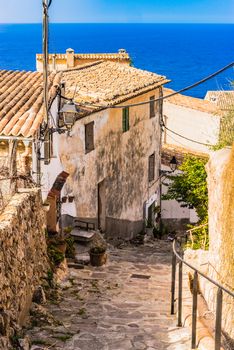 Old village of Banyalbufar on Mallorca island, Spain Mediterranean Sea