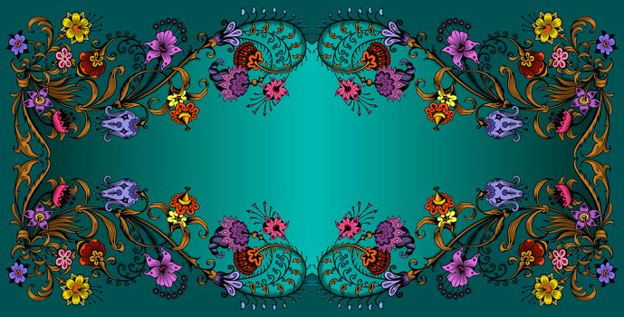 Floral hand drawn vector vintage border. Engraved nature elements and objects illustration. Frame design.