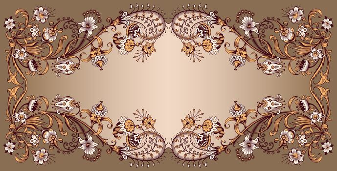 Floral hand drawn vector vintage border. Engraved nature elements and objects illustration. Frame design.
