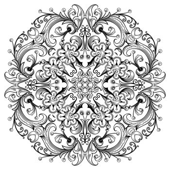 Vector abstract black color decorative floral ethnic ornamental illustration.