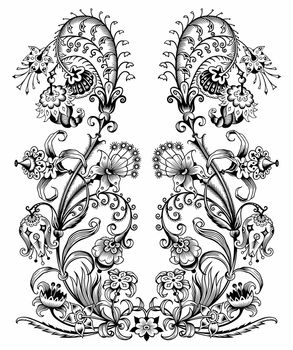 Floral hand drawn vector vintage illustration. Engraved nature elements and objects