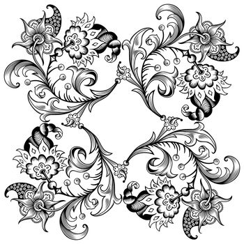 Floral hand drawn vector vintage border. Engraved nature elements and objects illustration. Frame design.