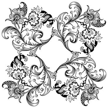 Floral hand drawn vector vintage border. Engraved nature elements and objects illustration. Frame design.