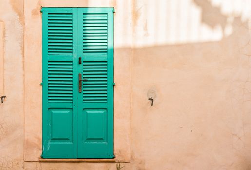 Green wooden front door house entrance background 