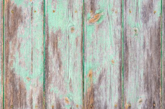 Vintage green wooden boards background texture with copy space