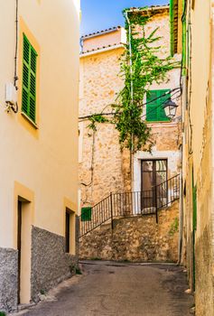 Street in Banyalbufar, old village on Mallorca island, Spain