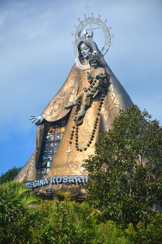 RIZAL, PH - DEC. 21: Regina Rica Rosarii statue facade on December 21, 2019 in Tanay, Rizal, Philippines.