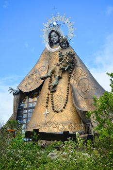 RIZAL, PH - DEC. 21: Regina Rica Rosarii statue facade on December 21, 2019 in Tanay, Rizal, Philippines.