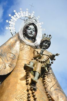 RIZAL, PH - DEC. 21: Regina Rica Rosarii statue facade on December 21, 2019 in Tanay, Rizal, Philippines.
