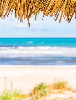 Empty sandy beach background for summer holiday concept