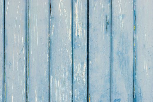 Blue painted wooden planks background texture with copy space