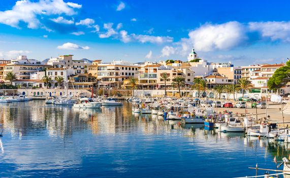 View of marina port in Cala Rajada on Mallorca island, Spain