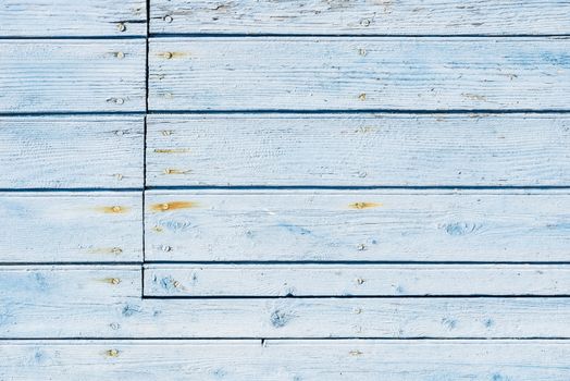 Vintage blue painted wooden planks background texture with copy space