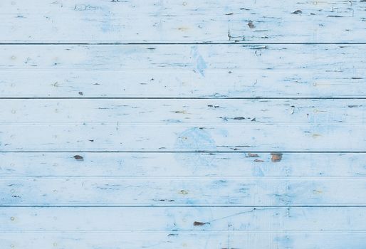 Light blue painted wooden planks background texture with copy space

