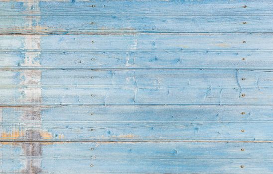 Vintage blue painted wooden planks background texture with copy space

