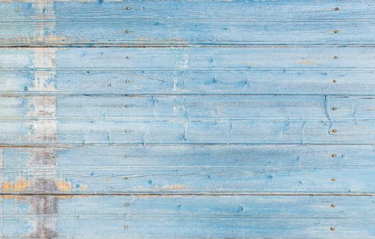 Vintage blue painted wooden planks background texture with copy space

