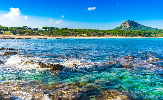 Beautiful view of Cala Agulla beach on Mallorca island, Spain Mediterranean sea