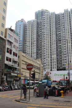 KOWLOON, HK-DEC. 7: Surrounding buildings on December 7, 2016 in Mong Kok, Kowloon, Hong Kong. Mong Kok is an area in the Yau Tsim Mong District, on the western part of Kowloon Peninsula in Hong Kong.