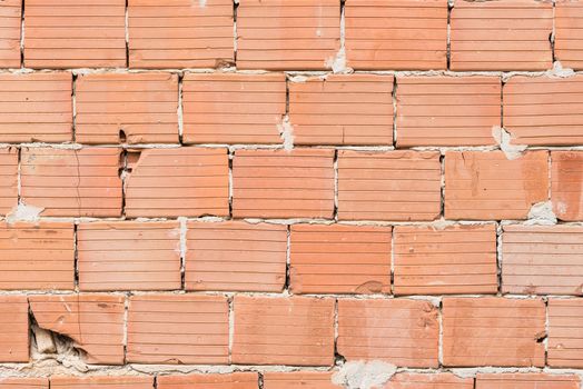 Close-up of construction site masonry wall texture
