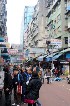 KOWLOON, HK - DEC. 7: Daily street market selling stuffs on December 7, 2016 in Sham Shui Po, Kowloon, Hong Kong. Sham Shui Po is situated in the northwestern part of the Kowloon Peninsula.