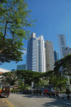 SINGAPORE - APR 4 - Fullerton road with surrounding buildings on April 4, 2012 in Singapore.