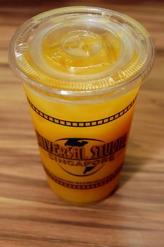 SENTOSA, SG - APRIL 5 - Universal Studios Singapore mango juice on April 5, 2012 in Sentosa, Singapore.