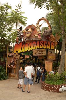 SENTOSA, SG - APRIL 5 - Universal Studios Singapore Madagascar theme entrance arch on April 5, 2012 in Sentosa, Singapore.