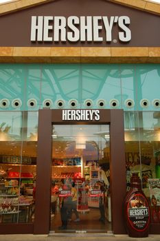 SENTOSA, SG - APRIL 5 - Hersheys chocolate world facade on April 5, 2012 in Sentosa, Singapore.