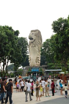 SENTOSA, SG - APRIL 5 - Merlion statue on April 5, 2012 in Sentosa, Singapore.