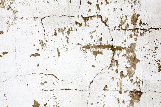 Old white cracked cement concrete white wall distressed grunge texture background