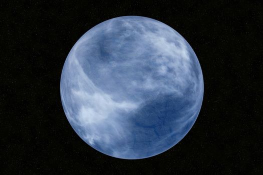 Earth type planet texture sphere isolated on a celestial star background 
