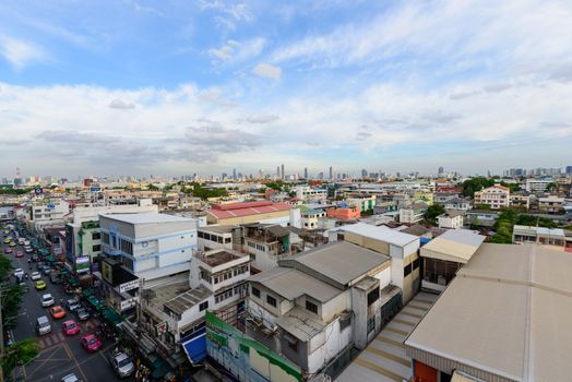 Bangkok , Thailand -  19 june, 2020 : high view of building in Bangkok from Sirirach hospital car park