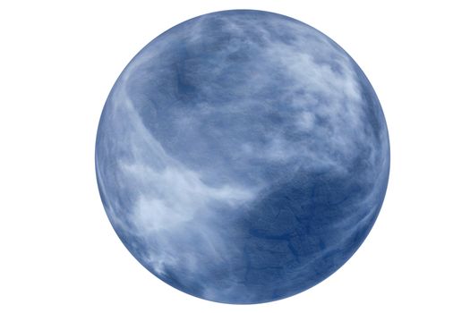 Earth type planet texture sphere cut out and isolated on a white background 