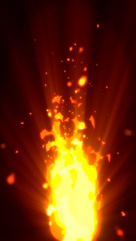 yellow Fire flame isolated on background illustration