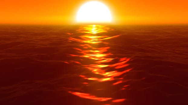 panorama of the ocean sunset, sea sunset, 3d render illustration