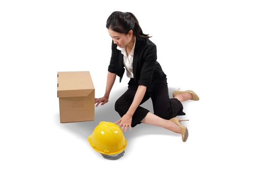 Woman just lost his job sitting on the floor with his head down feeling depressed