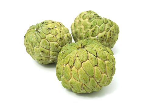 Closed up shot Fresh from nature organic Sugar apple isolated on white.