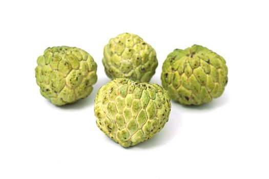 Closed up shot Fresh from nature organic Sugar apple isolated on white.