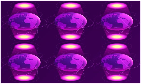 digital textile design of globes on abstract background