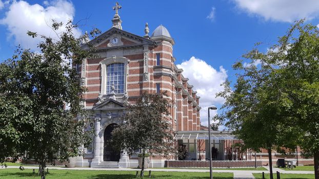 Antwerp, Belgium, July 2020: Former chapel of the Military Hospital in Groen Kwartier