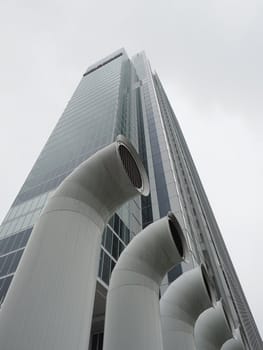 TURIN, ITALY - CIRCA DECEMBER 2019: Intesa San Paolo headquarters skyscraper designed by Renzo Piano