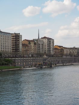 TURIN, ITALY - CIRCA MAY 2019: View of the city skyline seen from River Po