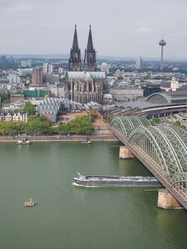 KOELN, GERMANY - CIRCA AUGUST 2019: Aerial view of the city