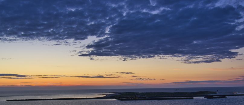 Heligoland - look on the island dune - sunrise over the sea