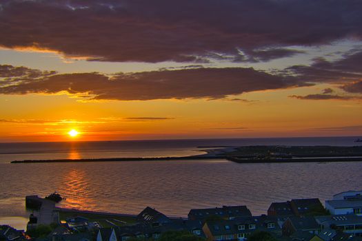 Heligoland - look on the island dune - sunrise over the sea