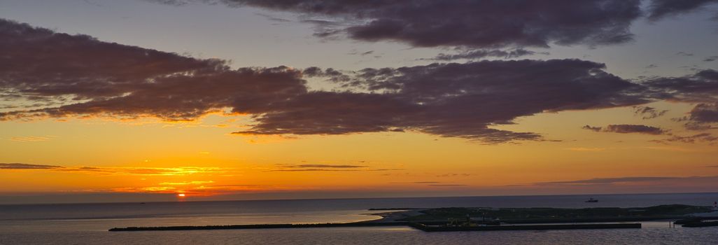 Heligoland - look on the island dune - sunrise over the sea