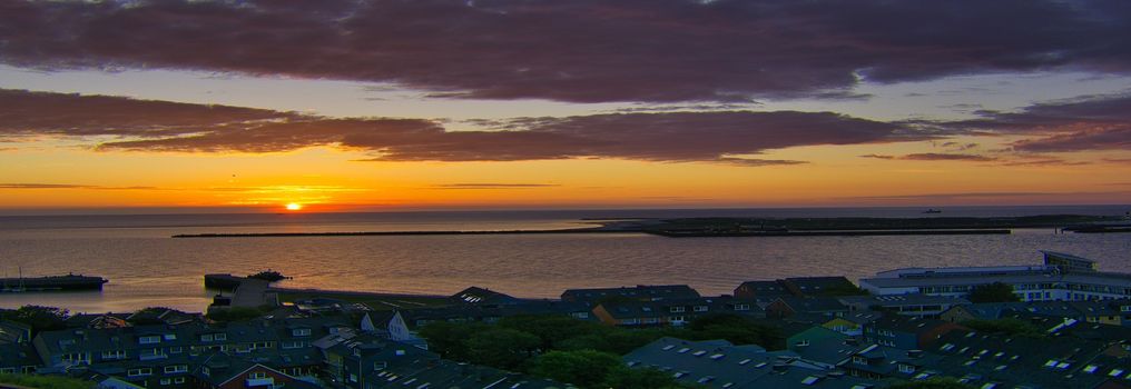 Heligoland - look on the island dune - sunrise over the sea