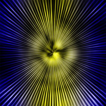 Blue and yellow beams abstract background for design with radial blur. Gradient.