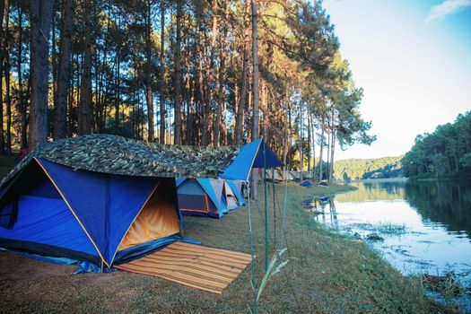 Camping at river in Pang Oung District of Thailand.