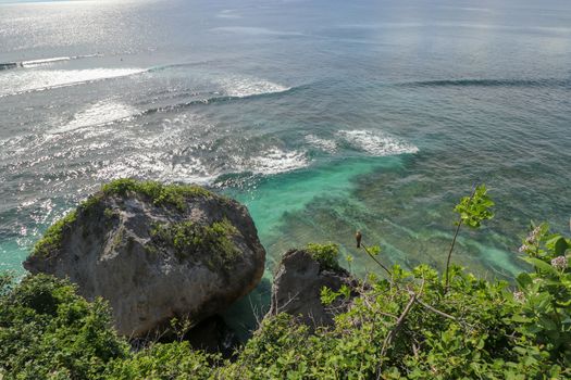 The Delpi Rock Lounge overlooking the ocean taken at Suluban Beach, Bali. Indonesia. This is a good place to view the sunset and a great surf spot.